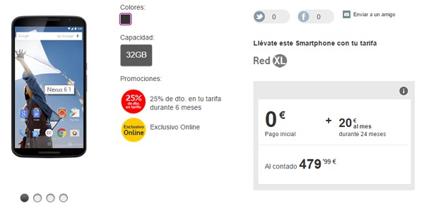 Nexus 6, precios y tarifas con Vodafone