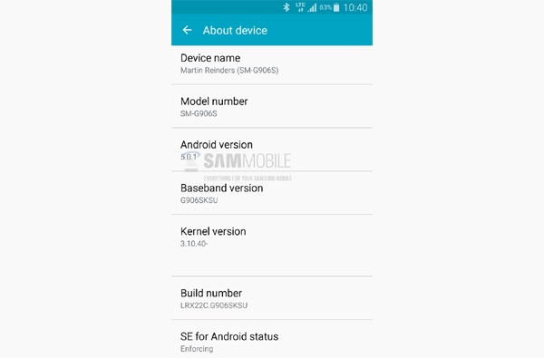 Samsung Galaxy S5 4G+ con Android 5.0.1 Lollipop