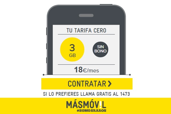 MásMóvil rebaja el precio del bono de 3 GigaBytes de datos