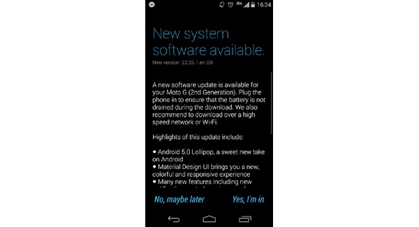 Android 5.0.2 para el Motorola Moto G (2014)
