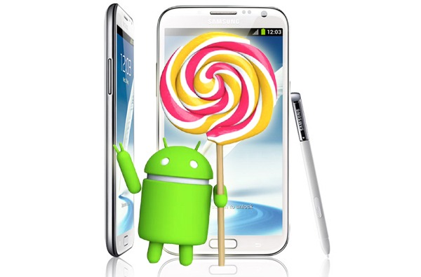 Samsung Galaxy Note 2 con Android 5.0 Lollipop