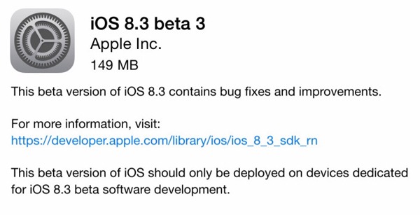 Beta 3 de iOS 8.3