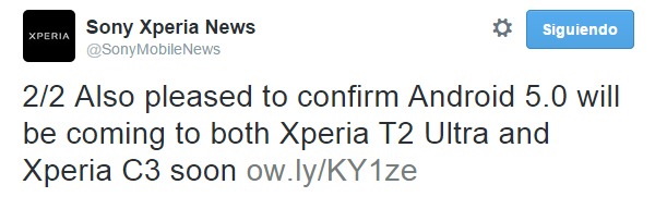 Actualización de Android 5.0 Lollipop para el Sony Xperia T2 Ultra y el Xperia C3