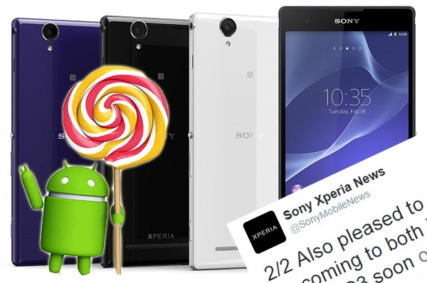 Lollipop para el Sony Xperia T2 Ultra y el Sony Xperia C3