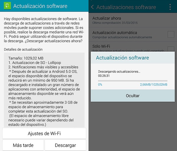 Android 5.0.1 para el Samsung Galaxy Note 4 de Vodafone