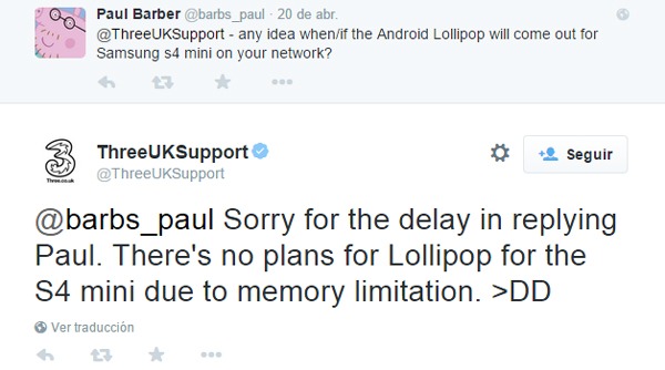 Actualización de Lollipop para el Samsung Galaxy S4 Mini