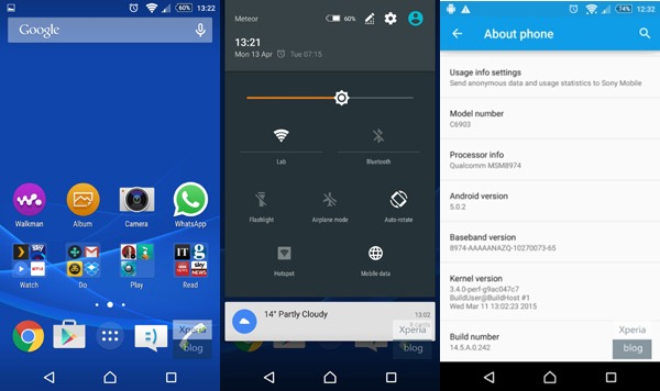 Android 5.0.2 Lollipop en los Sony Xperia Z1, Z1 Compact y Z Ultra