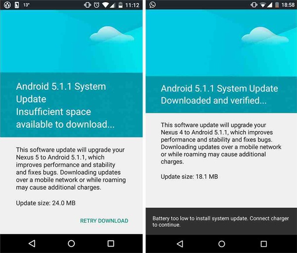 Android 5.1.1 Lollipop para el Nexus 4 y el Nexus 5