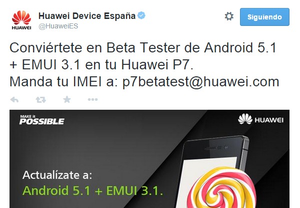 Fase de pruebas de Android 5.1 Lollipop para el Huawei P7