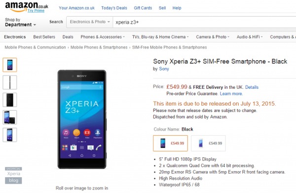 Precios en Europa del Sony Xperia Z3 Plus