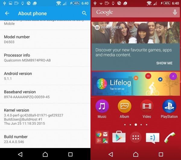 Actualización de Android 5.1.1 Lollipop para el Sony Xperia Z2