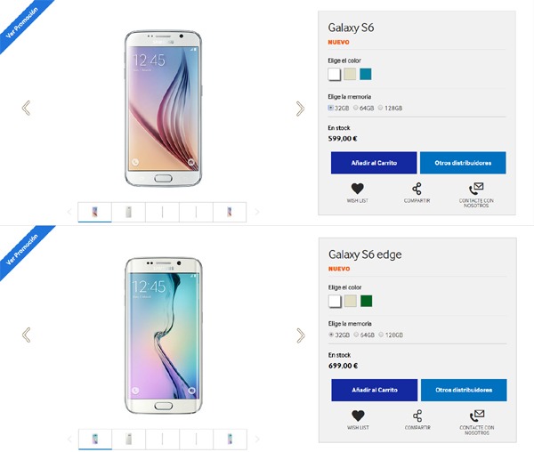Rebaja en el precio del Samsung Galaxy S6 y Galaxy S6 Edge