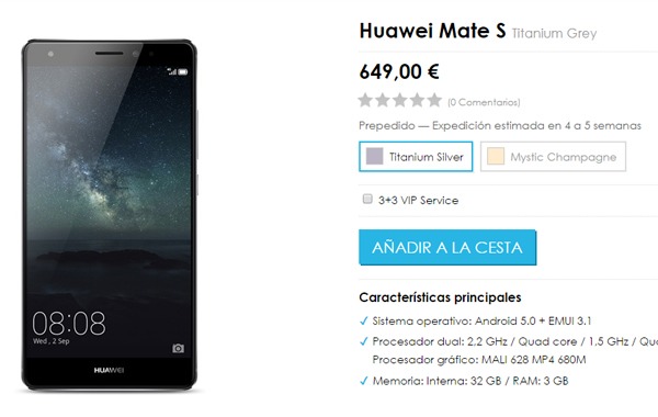 El Huawei Mate S ya se puede reservar en España