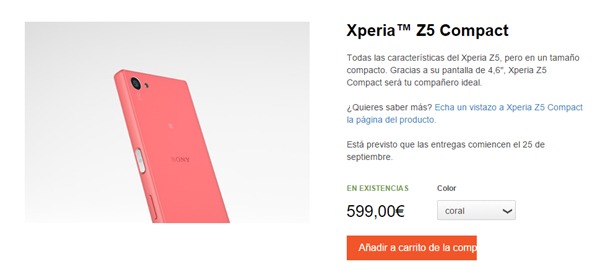 Comprar el Sony Xperia Z5 Compact desde España