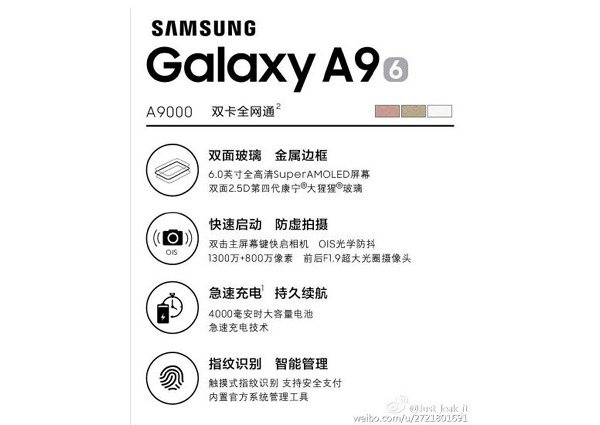 Filtración con las caracterí­sticas del Samsung Galaxy A9