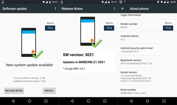 Android 6.0.1 en los Sony Xperia
