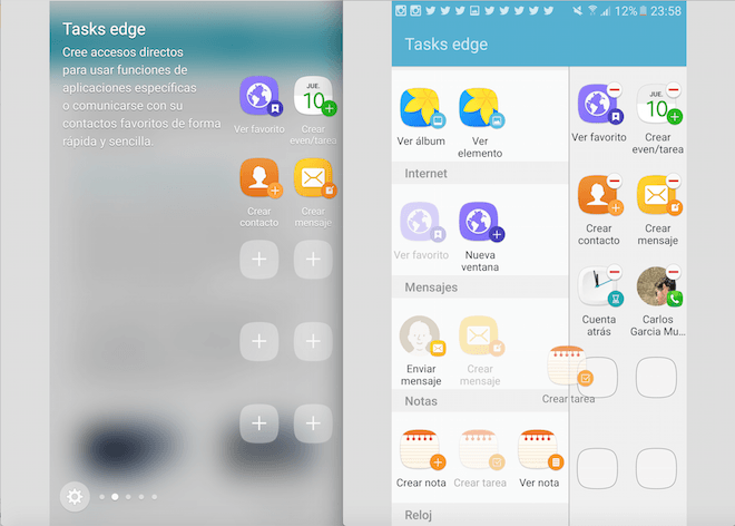 Pantalla Edge tareas Galaxy S7 Edge
