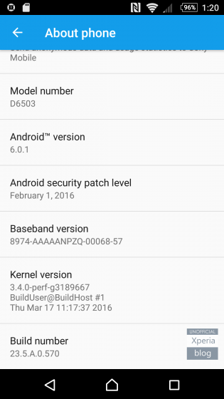 Sony Xperia Z2 Android Marshmallow