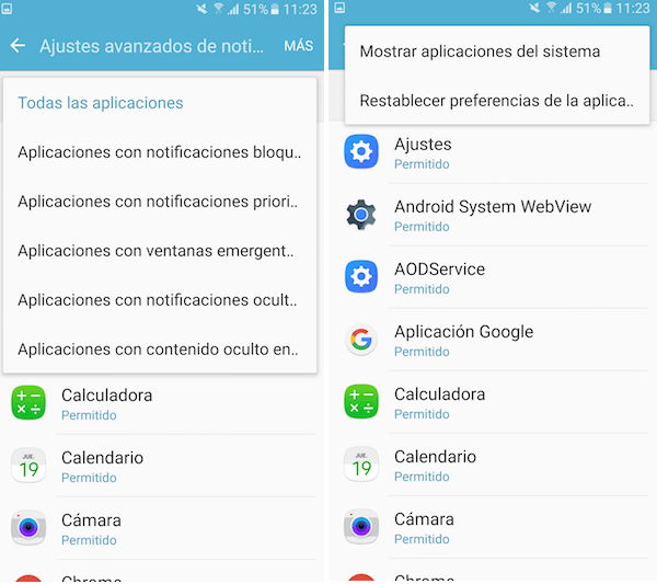 Notificaciones Samsung Galaxy S7