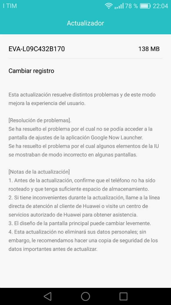 Huawei P9 actualización