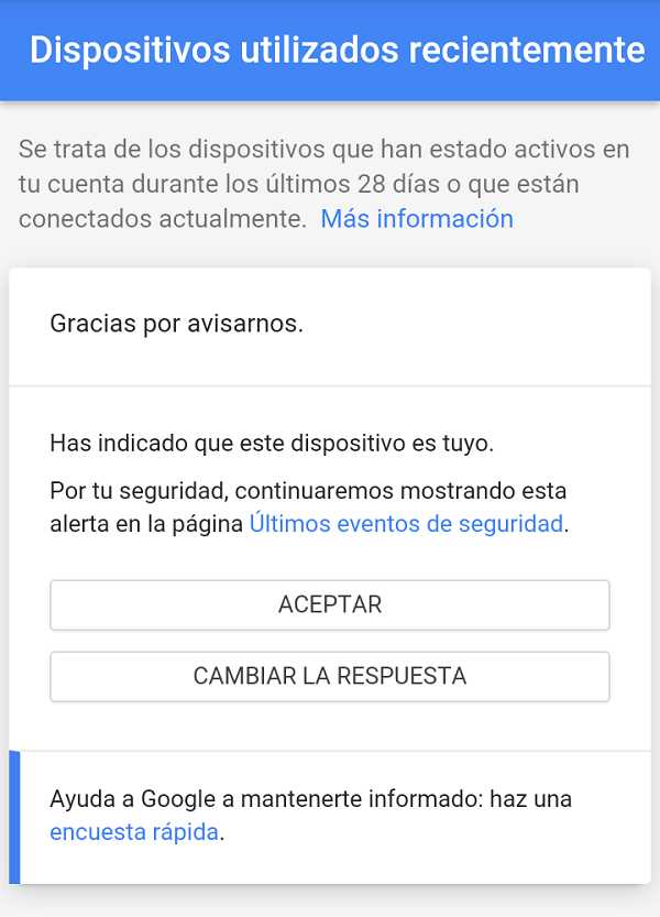 aviso seguridad google