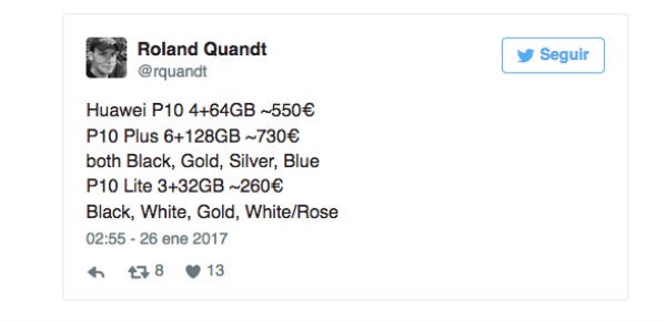 Huawei P10 rumores 
