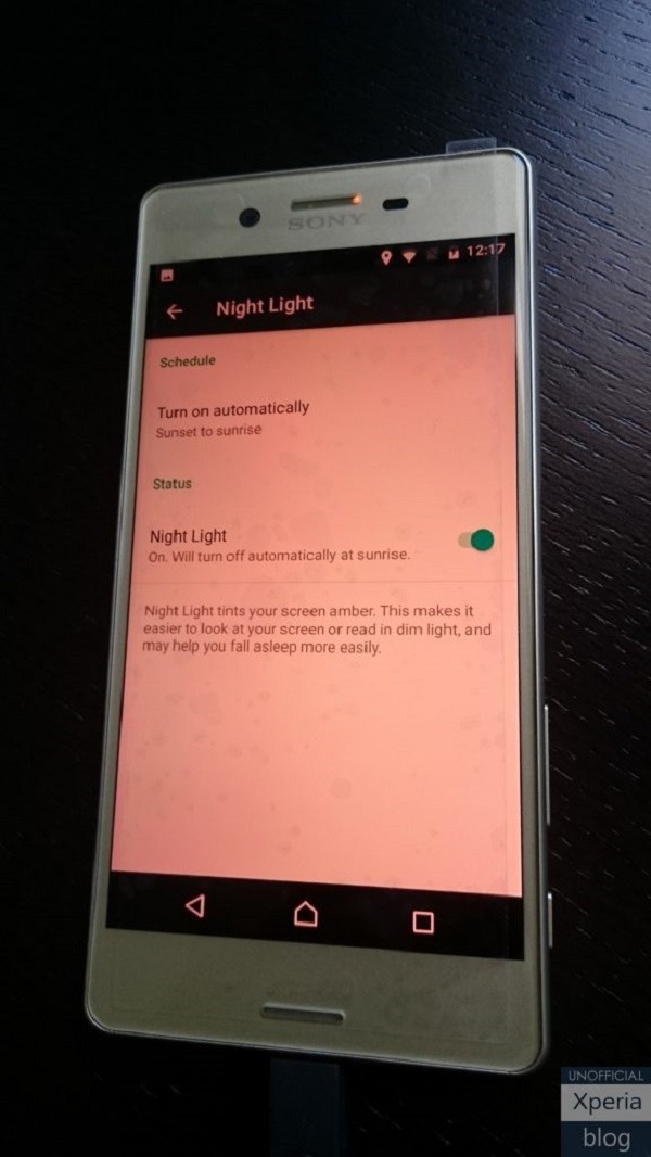 sony xperia modo noche
