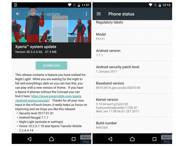sony xperia actualización