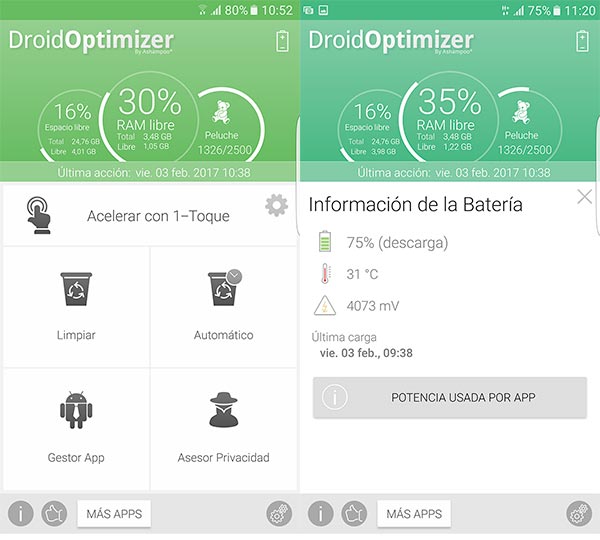 Mejora el rendimiento de tu móvil con esta app 4 Batería Droid Optimizer