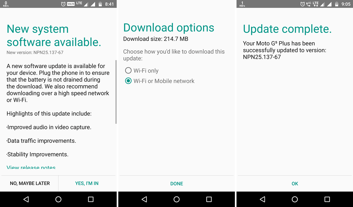 Moto G5 Plus actualización