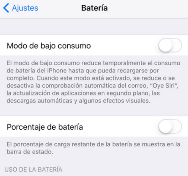 modo de ahorro de batería