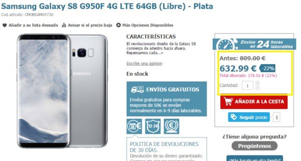 Compra el nuevo Samsung Galaxy S8 en oferta por 630 euros
