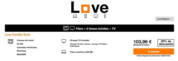 tarifas love familia orange