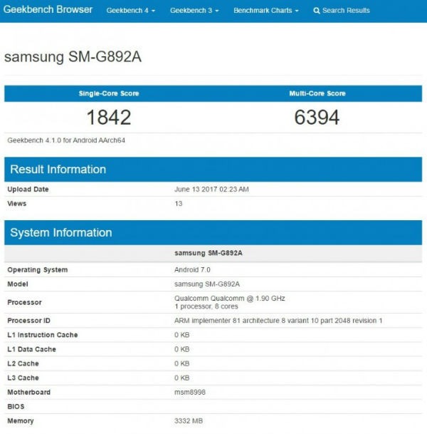 samsung galaxy s8 active geekbench