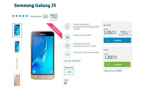 Samsung GAlaxy J3 2016 Movistar
