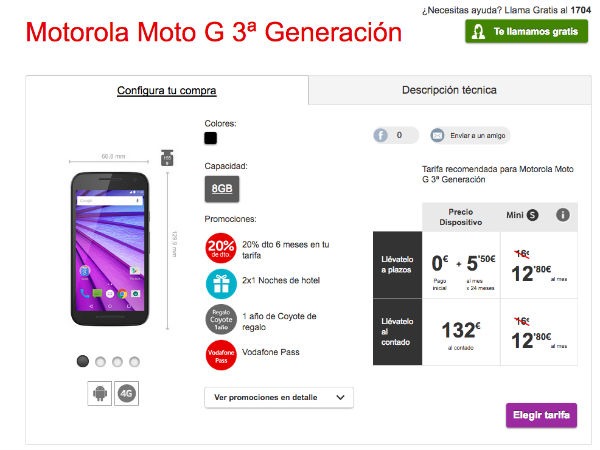 Moto G tercera generación Vodafone