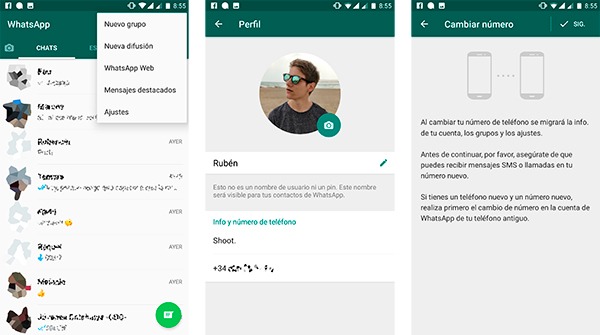 Cambiar numero de WhatsApp