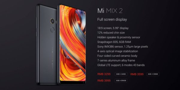 xiaomi mi mix 2 especificaciones