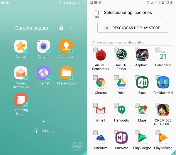 carpeta segura samsung