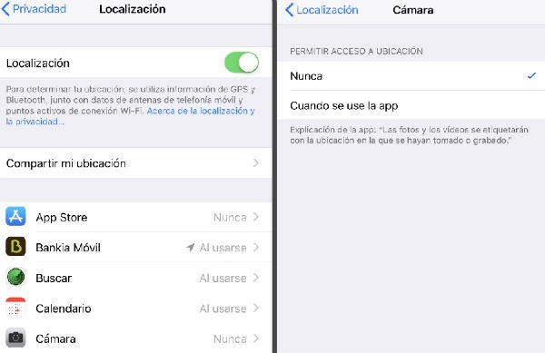 iPhone localización camara