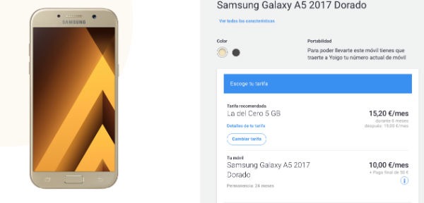 Precios del Samsung Galaxy A5 2017 con Yoigo
