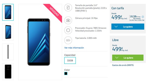 lanzamiento en España Samsung Galaxy A8 Movistar
