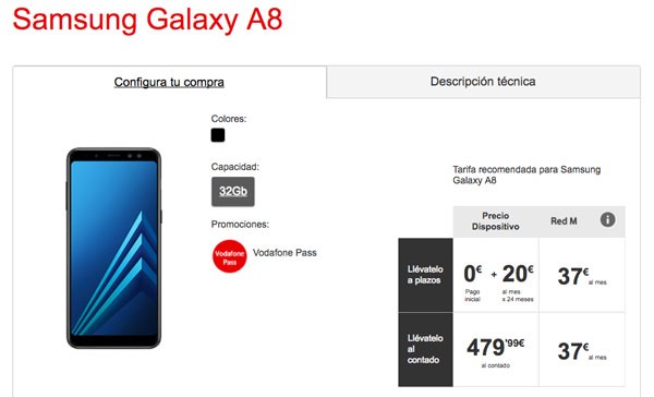 lanzamiento en España Samsung Galaxy A8 Vodafone