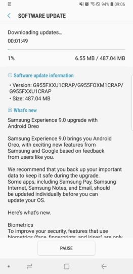 android 8 samsung galaxy s8