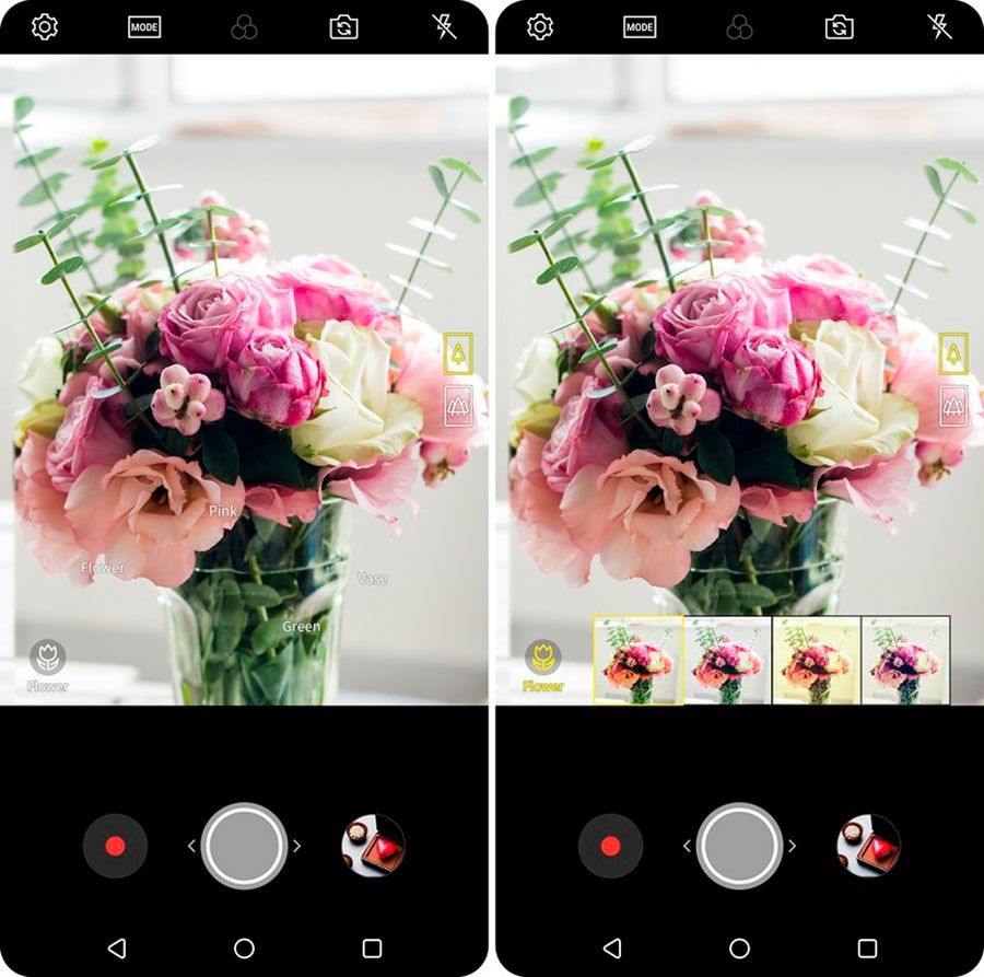 funciones de Inteligencia Artificial de la cámara del LG V30s Vision AI