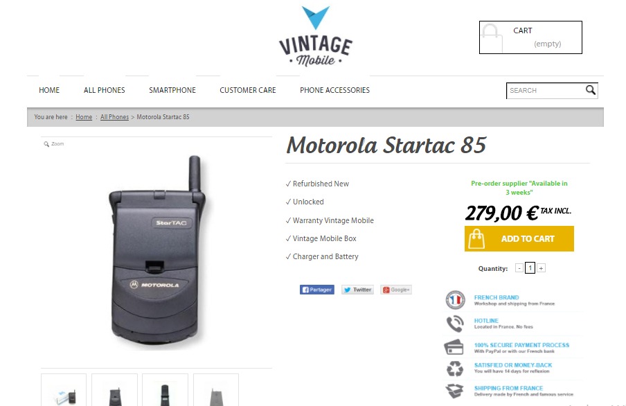 VintageMobile, web para comprar móviles antiguos restaurados