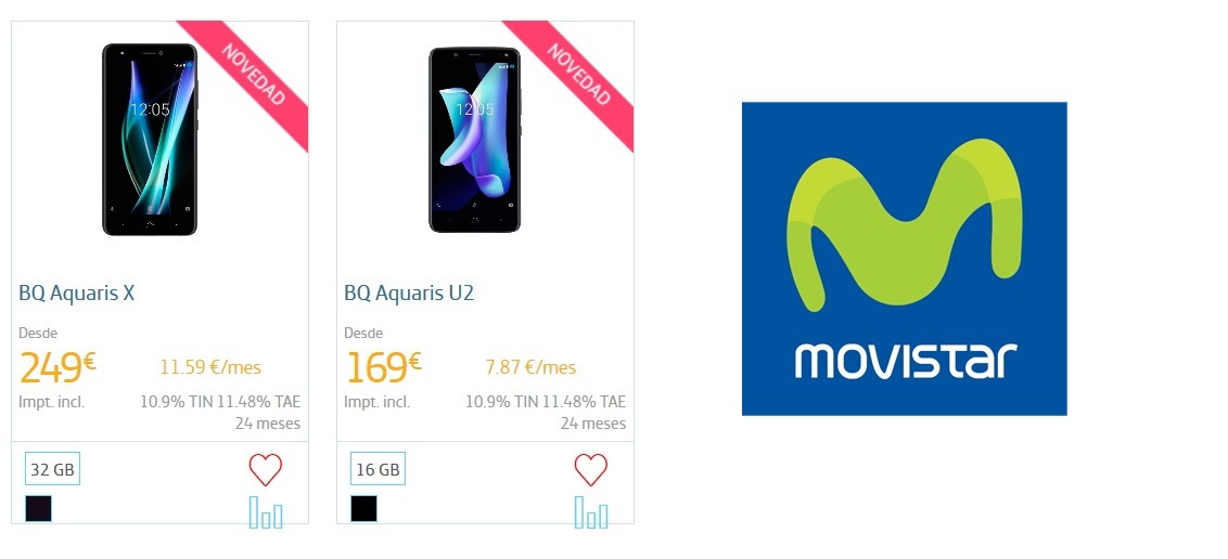 Precios de BQ Aquaris X y BQ Aquaris U con Movistar