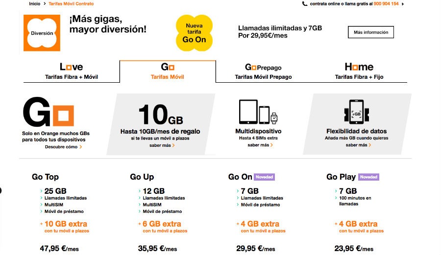 Tarifas actualizadas en junio de Vodafone, Orange y Movistar 4 tarifas Orange junio