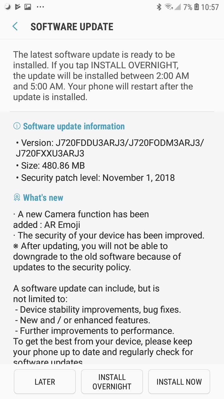 El Galaxy J7 también se actualiza con AR Emoji