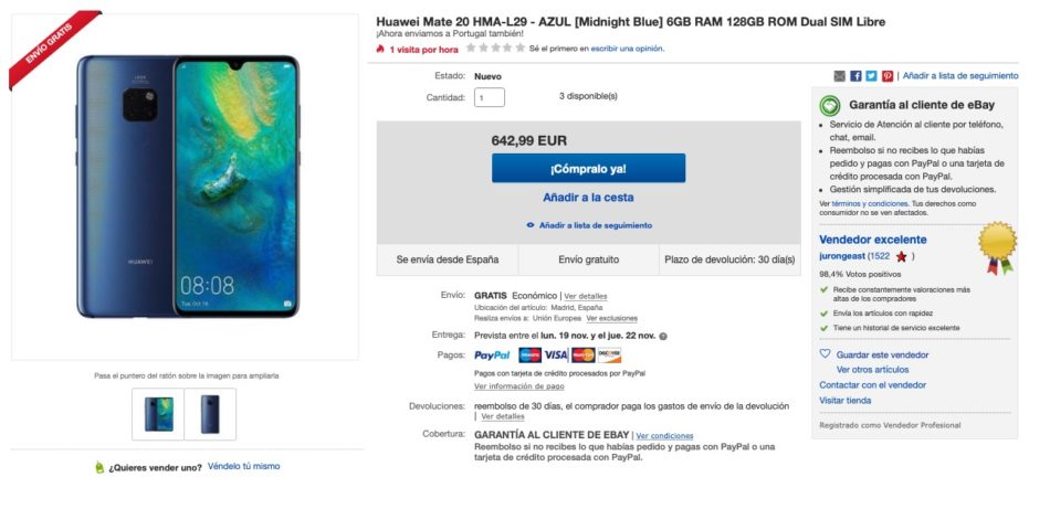 oferta huawei mate 20 ebay